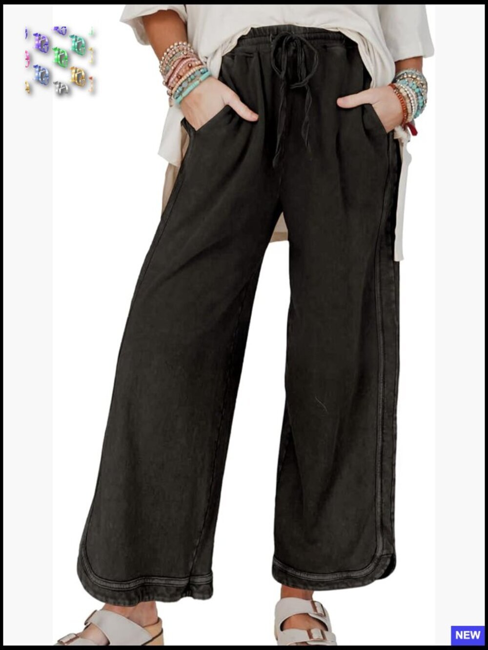 High Waist Baggy Wide Leg Sweatpants Drawstring Casual Athletic Palazzo Pockets